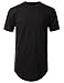 URBANCREWS Mens Hipster Hip Hop Elong Round Hemline Crewneck T-Shirt