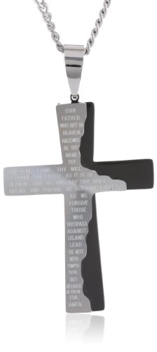 Men's Stainless Steel Tablet Cross Pendant Necklace, 24