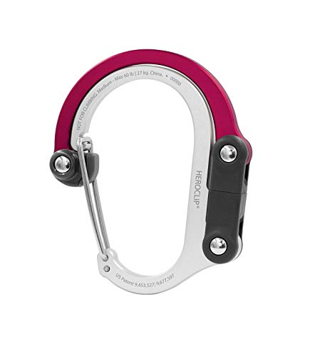 Heroclip Carabiner Hanger with Rotating Folding Hook - Strong Clip for Camping, Travel; Adventure Tool; Sports Accessory; Organizing Gadget; Baby Gear