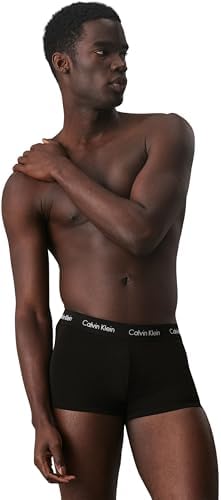 Calzoncillos bóxer Hombre Pack de 3 Low Rise Trunks Ropa Interior, Negro (Black W Black WB), L