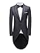 JYDress Mens Tail Tuxedo 3 Pieces Tailcoat Suit Gray Groom Tuxedos Wedding Suit