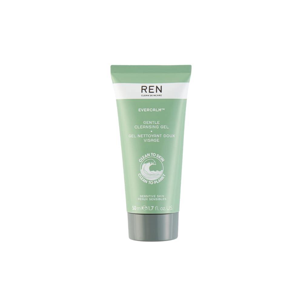 REN Evercalm Gentle Cleansing Gel – Soothes, Hydrates & Cleanses Sensitive Skin, Strengthens Skin Barrier, 50ml