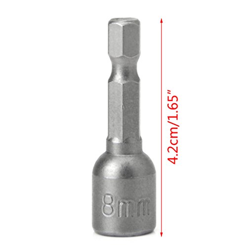 Because0f 10 Pcs Magnetic Nut Driver Set 8mm 5/16" Socket Adapter Hex Drill Bit