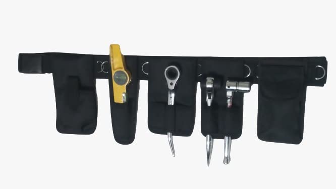 Scaffolding Nylon Black Tool Belt.- 8 Toolset in 1 Belt Safety Rings for Lanyard