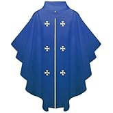 CLERKMANS Church Priest Chasuble with Embroidered Gold Crosses Vestment, One Size Fits All, 5 Colors Available
