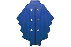 CLERKMANS Church Priest Chasuble with Embroidered Gold Crosses Vestment, One Size Fits All, 5 Colors Available