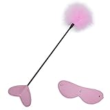 Love Sex Feather And Flirting Whip With Blindfold For Couples Teasers - 2 In 1 Pink Ostrich Feather With Leather Hand Spanking Slapper & Eye Mask