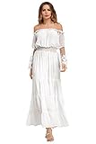 Off Shoulder Dresses White Lace for Women Maxi Sexy Cocktail Formal Evening Party Wedding Chiffon Dress Long Sleeve