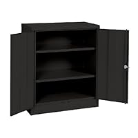 Sandusky Lee RTA7001-09 Black Steel SnapIt Counter Height Cabinet, 2 Adjustable Shelves, 42"Height x 36" Width x 18" Depth