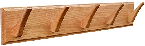 Wall Mounted Coat Rack - Wood Hook Rack for Coat Clothes Hats and Towels - Wooden Peg Rack for Use in Bedrooms Bathrooms and Hallways - Peg Coat Hook Rack for Wall or Door Mounting - Matt Lacquer - Thumbnail 5