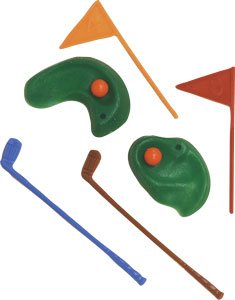 A1BakerySupplies 6-Piece Golf Green with Clubs and Flag set Cake Decorator Cake Topper