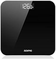 RENPHO Digitale Personenwaage, Ultraschlanke K?rperwaage mit Hochpr?zisions-Sensoren, Gewichtswaage mit Step-On-Technik