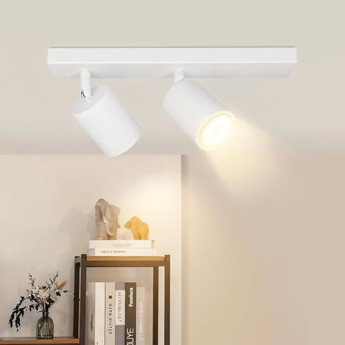 ZMH LED Ceiling Light White Ceiling Spotlight: GU10 Ceiling Light Spot 2 Flames 350° Rotating Ceiling Spotlight Modern Hallway Light Industrial Wall Spotlight Living Room Without Bulbs