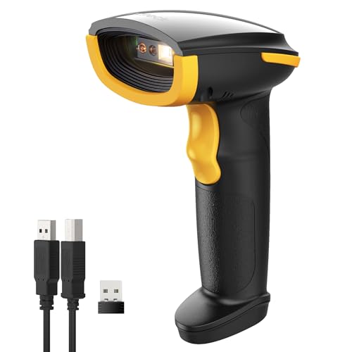 Inateck 1D 2D QR Barcode Reader, Wireless Bar Code Gun Plug and Play, 2600mAh Battery, Barcode Scanner with APP and SDK, Compatible with PC Computer Android iOS iPhone, BCST-23