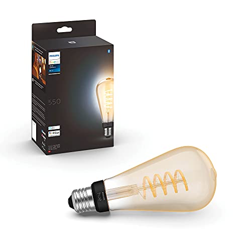 Philips Hue Filament Lamp 1-Pack - E27 - Edisonlamp ST72 Groot - Duurzame LED Verlichting - Warm tot Koelwit Licht - Dimbaar - Verbind met Hue Bluetooth of Bridge - Werkt met Alexa en Google Home