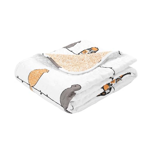 Lush Decor Rowley Couverture Motif Oiseaux Jaune et Gris 152,4 x 127 cm