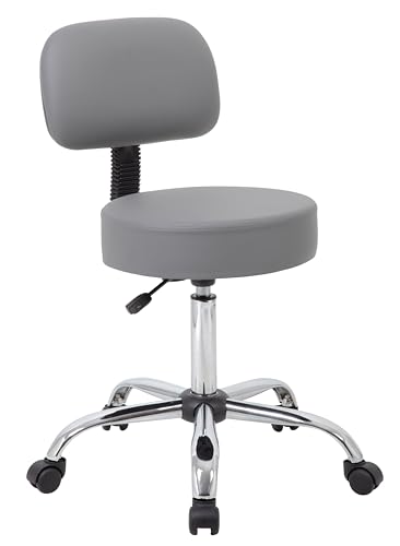 Boss Office Products Be Well Medical Spa Professioneller Verstellbarer Hocker mit Rückenlehne, Grau