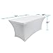 Houseables White Tablecloth, Cover for Folding Table, Fits 6' Tables, 1 Pk, Spandex Linen, Rectangle, Elastic, Stretchable, Tablecloths Fitted, Covers, Cloth, Scrim, Wrap, Skirt, Trade Show, Banquet