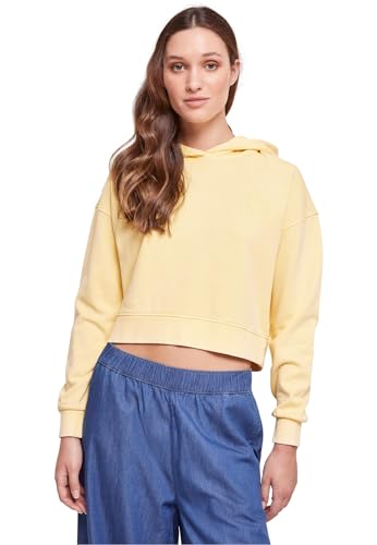 Urban Classics Damen Kapuzenpullover Ladies Short Flower Embroidery Terry Hoody vintagesun 5XL