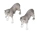 Buorsa 2 pcs Gray Nature Wild Wolf Cute Animal Model Figurine Action Figures Kids Playset Toy