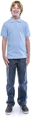 ALL Polo Big Boy's Short Sleeve 3 Button Plain Polo Shirts for Boys, Size 20, Sky Blue