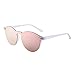 JIM HALO Rimless Polarized Sunglasses for Women Men Round One Piece Mirror Lens (Transparent Frame/Polarized Mirror Pink Lens)