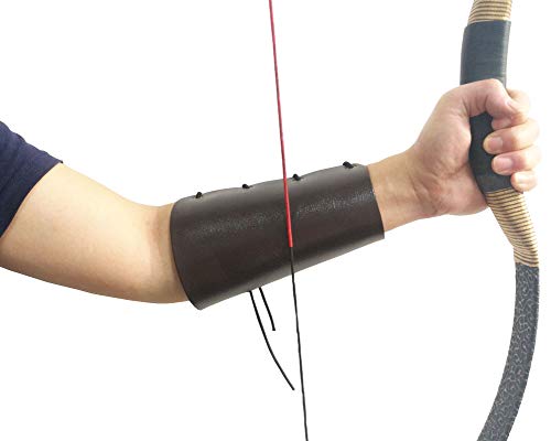 Nachvorn Archery Arm Protector,Adult Youth Leather 3-Strap Arm Guard Hunting Shooting Arrow Bow Gear Accessories Black 7inch