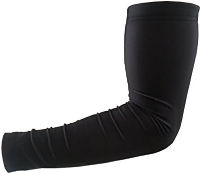 Sports Compression Arm Sleeve - Baseball Football Basketball - Youth and Adult Sizes from Unreal Sportswear (Youth Large, Solid Black)