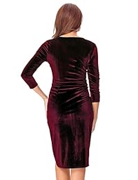 InsNova Vestido de manga larga de terciopelo para bodas, invitadas