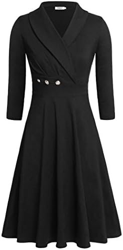 Women Vestido,Comila Vintage Concealed Zipper Career Dresses For Women Black M