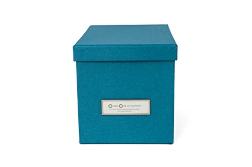 Bigso Kristina Fiberboard DVD/CD Label Frame Storage Box, 5.7 x 5.5 x 8.6 in, Turquoise