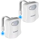 Toilet Night Light (2Pack) by AUSAYE, 8-Color Led Motion Activated Toilet Light, Fit Any Toilet Bowl Light with Two Mode Motion Sensor LED Bathroom Night Light Gift