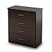 South Shore Libra Collection 4-Drawer Dresser, Chocolate with Metal Handles in Pewter Finish, 3159034