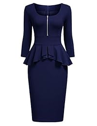 Vestido estilo lápiz de negocios con cuello cuadrado y volantes estilo retro de Miusol para dama