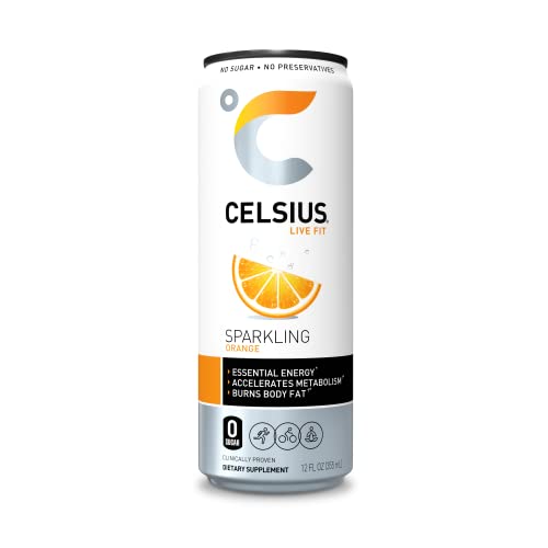 CELSIUS Essential Energy Drink 12 Fl Oz, Sparkling Orange (Pack of 12