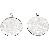 10pcs 40mm Round Cabochon Pendant Blank Base Settings Antique Silver Jewelry Bezel Blanks For Necklace DIY Making Supplies