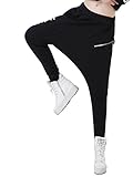 ELLAZHU Women Casual Harem Letter Print Zipper Pockets Pants Onesize GN106