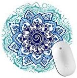 Exquisite pattern mouse pad white flower pattern circular anti-skid mat[Blue flowers]