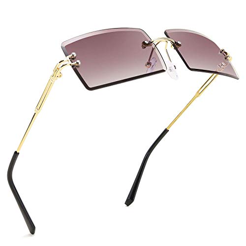 FEISEDY Vintage Rimless Sunglasses Rectangle Frameless Candy Color Glasses Women Men B2642 at Amazon