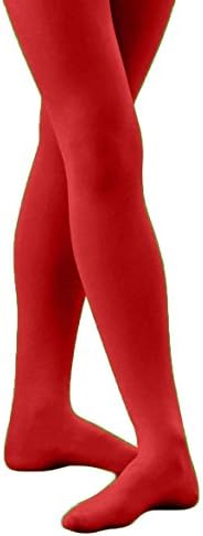 Grandeur Hosiery Women's Ladies Solid Colored Opaque Nylon Dance Ballet Costume Seamless Footed Tights Stockings Fashion Red Large