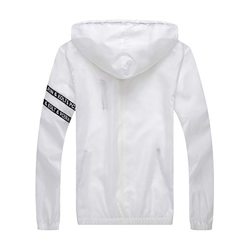 ANJUNIE Parkas for Men Casual Outdoor Sportswear Windbreaker Lightweight Bomber Jackets (White,L)