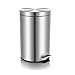 H+LUX Small Garbage Can with Lid,Small Trash Can for Bathroom,Bedroom,Office,Step Trash Can with Soft Close Lid , Brushed Stainless Steel Trash Can,3 Liter/0.8 Gallon