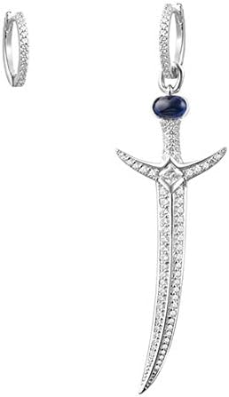 Axiba Micro-Inlaid Zircon Copper Earrings European and American Style Design Sword Asymmetrical Earrings Earrings Fashion