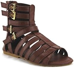 QQ Girls Kids Sophie-816 Calf High Gladiator Sandals, Brown, 1