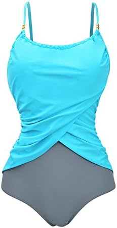 Mejoke 2017 Women Retro One Piece Monokini Bikini Swimsuit Swimwear Light BlueX-Large hot sale