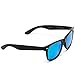 WearMe Pro Polarized Flat Mirrored Reflective Color Lens Large Horn Rimmed Style Sunglasses (Mirrored Blue)