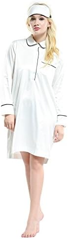 WOWPINK Women Pajamas Lingerie Nightshirt Nightgowns Sleepshirts Slik Modal (S, 16-63066White)