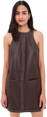 alice + olivia Women's Miranda Vegan Leather Tiered Mini Dress