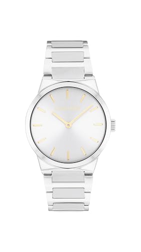 Reloj De Movimiento De Cuarzo De Dos Manecillas para Mujer Colección CK Linear Elegance con Correa de Acero Inoxidable Plateada - 25100076
