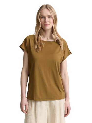 TOM TAILOR T-Shirt pour Femme avec découpes, 15664 - Nutria Olive, XL